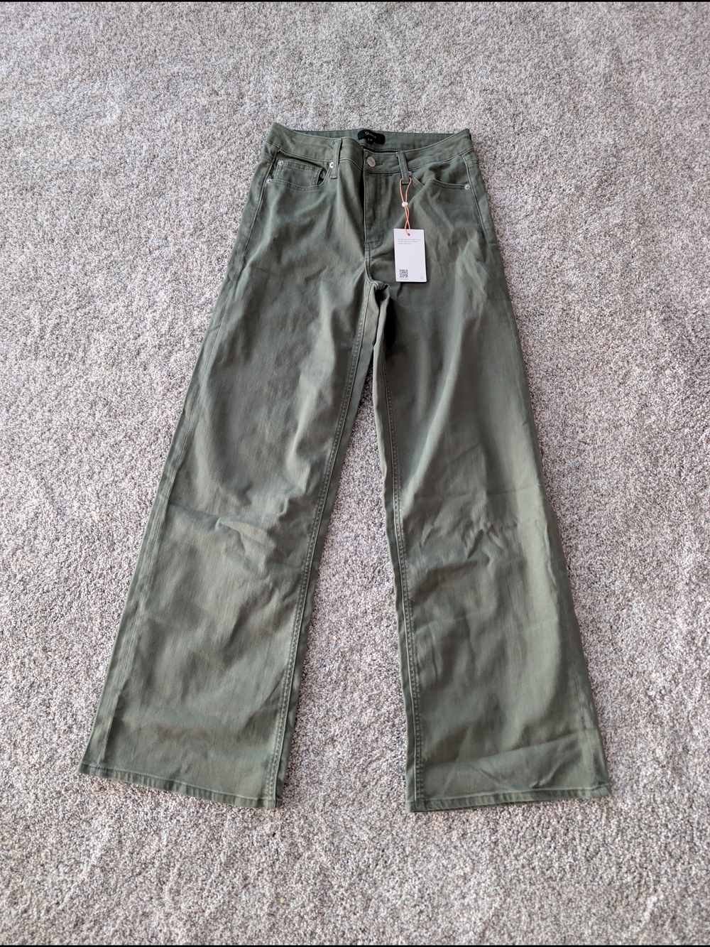 Quince Bella Stretch Wide Leg High Rise Jeans Loden Green Size 28 X 32